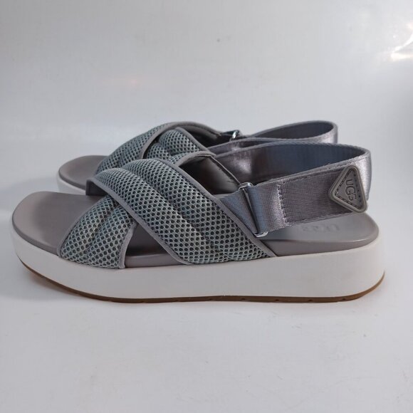 Ugg Nella Slingback Sandals Gray Mesh Strappy Criss Cross Wedge Womens 8 - Picture 2 of 16